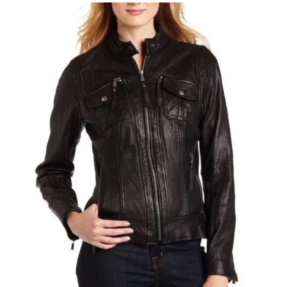 Michael Kors Black Leather Moto Jacket Soft Grunge Hot Girl Elevated - Picture 2 of 16